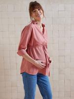 Vertbaudet linnen blouse voor zwangerschap en borstvoeding terracottategel