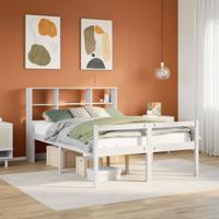 Bed met boekenkast zonder matras grenenhout wit 120x190 cm