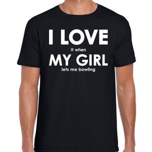 Cadeau t-shirt bowler I love it when my girl lets me bowling zwart voor heren 2XL  -