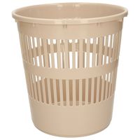 Afvalbak/vuilnisbak/kantoor prullenbak - plastic - beige - 28 cm - thumbnail
