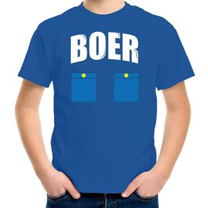 Boer verkleed t-shirt blauw voor kinderen XL (158-164)  -