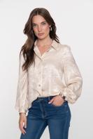 Geisha Blouse Shiny Velvet Look 53868-14 T-shirt Lange Mouw 20 Silver