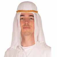 Faram party Arabieren sheik verkleed hoofddoek - wit/goud - volwassenen   - - thumbnail