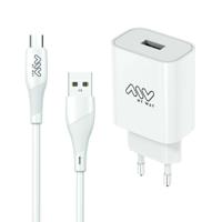 Oplader + Kabel USB A naar USB-C Myway Wit 12 W