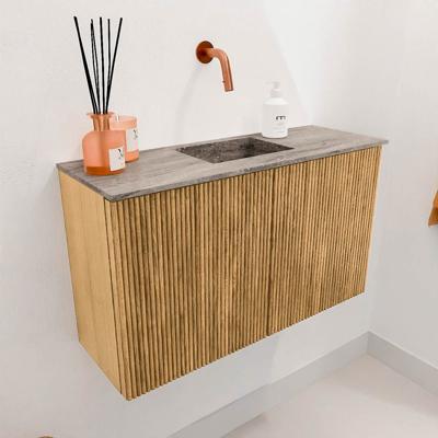 Toiletmeubel Mondiaz Joya Dlux | 70 cm | Meubelkleur Oak | Faye wastafel Oza Wasbak Midden | Zonder kraangat(en)