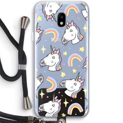 Rainbow Unicorn: Samsung Galaxy J3 (2017) Transparant Hoesje met koord