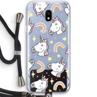 Rainbow Unicorn: Samsung Galaxy J3 (2017) Transparant Hoesje met koord