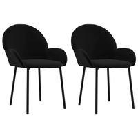 The Living Store Fluweel Eetkamerstoelen - 58 x 57 x 78.5 cm - Zwart