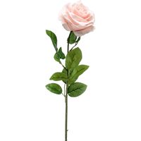 Kunstbloem roos Marleen - licht roze - 63 cm - decoratie bloemen - thumbnail
