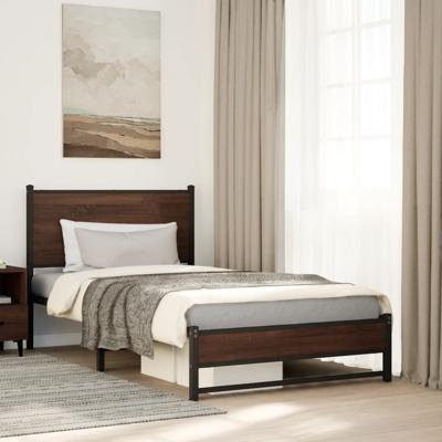Bedframe zonder matras metaal bruin eikenkleurig 100x190 cm