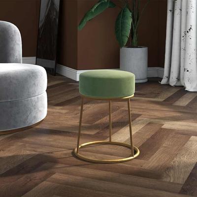 Hocker rond fluweel mosterdgroen