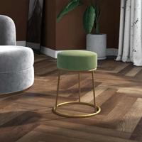 Hocker rond fluweel mosterdgroen