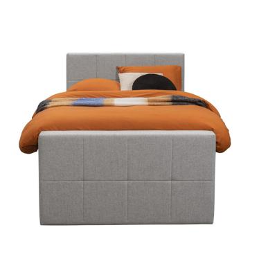 Leen Bakker - Boxspring Met Opbergruimte En Voetbord Liv Geblokt - Licht - 120x200cm - Stof - Grijs