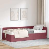 Hoekbedframe met Matras Anders met hoofdeinde 2 pcs Grijs Stof