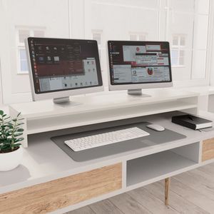 VidaXL Monitorstandaard 100x24x13 cm bewerkt hout wit