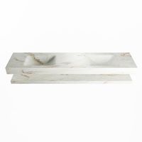 MONDIAZ ALAN-DLUX 200cm planchet Frappe. Vrijhangende wastafel CLOUD dubbel 2 kraangaten, kleur Frappe.