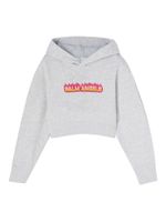 Palm Angels Kids hoodie Flames à logo imprimé - Gris