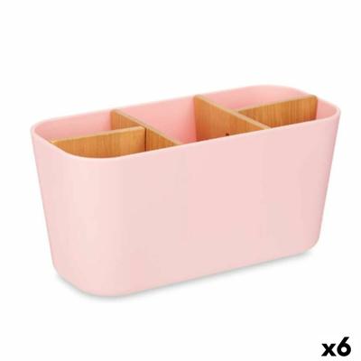 Tandenborstelhouder Roze Bamboe Polypropyleen 21 x 10 x 9 cm (6 Stuks)
