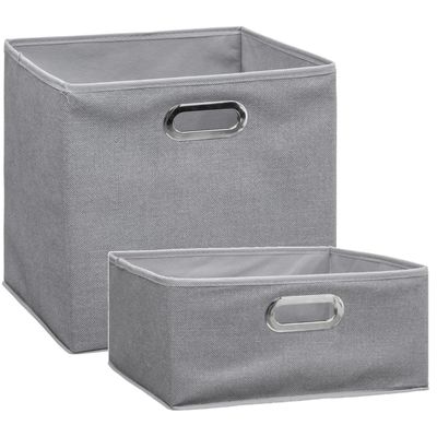 Set van 2x stuks opbergmanden/kastmanden 14 en 29 liter lichtgrijs van linnen 31 cm