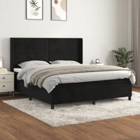 Boxspring met matras fluweel zwart 180x200 cm