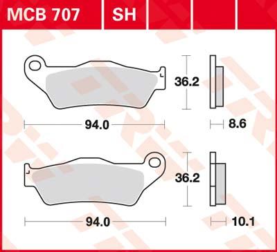 TRW Remblokken, en remschoenen voor de moto, MCB707 Allround organisch