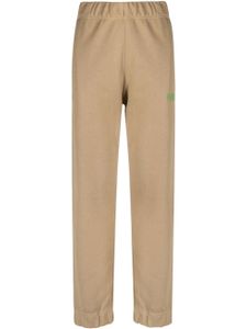 GANNI pantalon de jogging à logo brodé - Marron