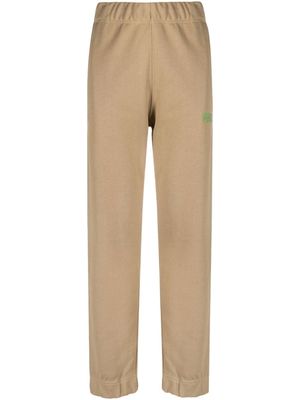 GANNI pantalon de jogging à logo brodé - Marron