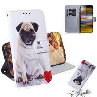 Pug patroon gekleurde tekening horizontale Flip lederen draagtas voor Sony Xperia 10 plus met houder & kaartsleuven & portemonnee