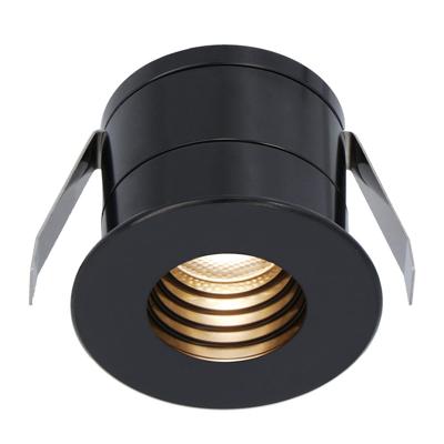 Betty Mini LED Inbouwspot - 12 Volt 3 Watt 140 lumen - 2700K warm wit - Dimbaar - Verzonken - Plat 37mm - IP44 waterdicht - Zwart