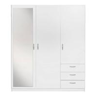 Leen Bakker - Kledingkast Varia 3-deurs Met Spiegel - 175x146x50 Cm - Spaanplaat - Wit