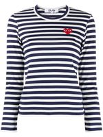 Comme Des Garçons Play t-shirt rayé à patch logo - Bleu