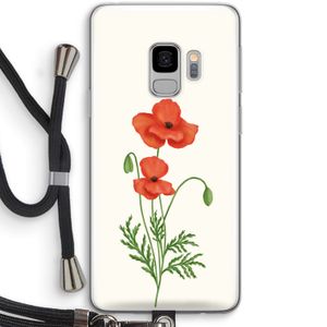 Red poppy: Samsung Galaxy S9 Transparant Hoesje met koord
