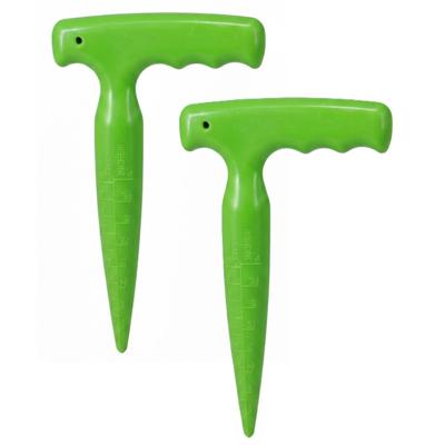 Pro Garden Planter voor zaden - 2x - pootstok met handgreep - groen - PP - 11 x 18 cm