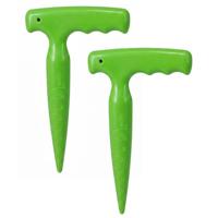 Pro Garden Planter voor zaden - 2x - pootstok met handgreep - groen - PP - 11 x 18 cm