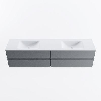 MONDIAZ VICA 200cm badmeubel onderkast Plata 4 lades. Wastafel CLOUD dubbel zonder kraangat, kleur Talc.