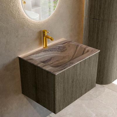 Badmeubel Mondiaz Kurve-Dlux | 60 cm | Meubelkleur Shadow | Wastafelkleur Sombra | Solid surface | Wasbak midden spoelbak | 1 kraangat