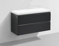 Badmeubel Trend met Flat kunstmarmer top 100 Hoogglans Antraciet