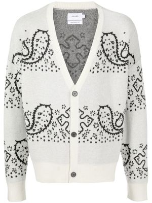 RHUDE cardigan rayé à motif bandana - Blanc
