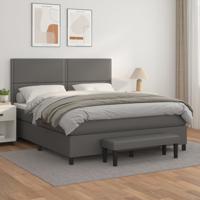 Boxspring met matras kunstleer grijs 180x200 cm