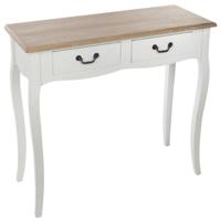 Bijzettafel/nachtkastje Palace - wit/naturel - MDF hout - 2 lade - 87 x 34 x 78 cm