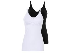esmara 2 dames voedings-tops (L (44/46), Zwart/wit)