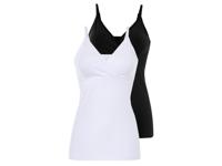 esmara 2 dames voedings-tops (L (44/46), Zwart/wit)