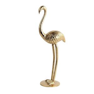 Decoratief dierenbeeld flamingo - goud - aluminium - 16 x 11 x 41 cm - Woondecoratie accessoires