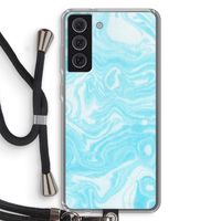 Waterverf blauw: Samsung Galaxy S21 FE Transparant Hoesje met koord