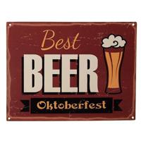 Clayre & Eef Tekstbord 33x25 cm Rood Ijzer Best Beer Oktoberfest