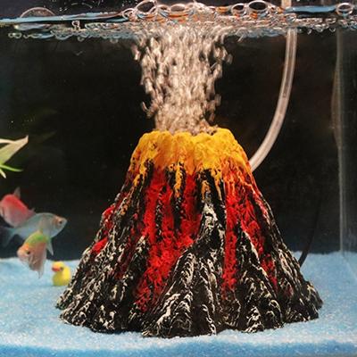 Kunstmatige boom plant gras vis tank decoratie vulkaan Rock landschap creatieve Rockery hars ornamenten aquarium luchtpomp maat: S 8.5 * 5.5 * 2.0