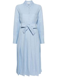 P.A.R.O.S.H. robe-chemise plissée à manches longues - Bleu