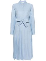 P.A.R.O.S.H. robe-chemise plissée à manches longues - Bleu