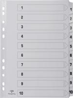 Pergamy tabbladen met indexblad, ft A4, 11-gaatsperforatie, karton, set 1-10