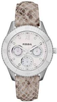 Horlogeband Fossil ES3124 Leder Beige 18mm